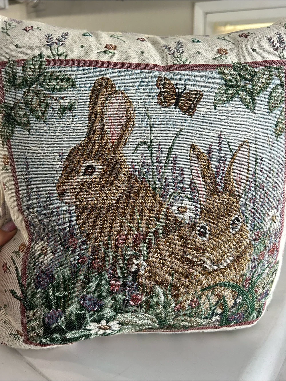 Decorative Brown Rabbit Tapestry Pillow -
